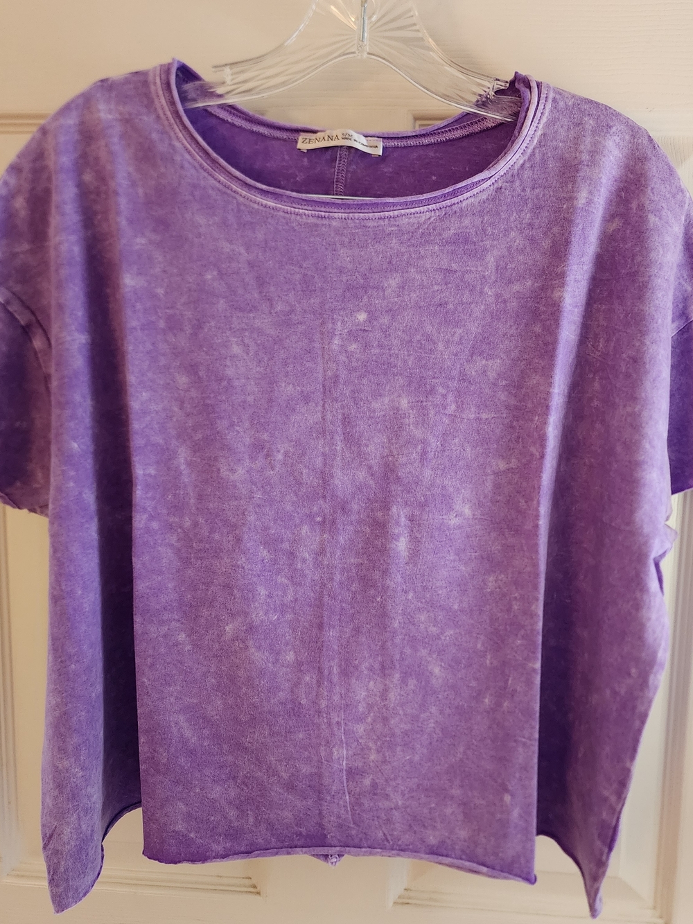 Zenana Vintage Wash Lavender Short Sleeve Boxy Tee.  NWT
